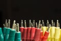 Audio cables macro on black background Royalty Free Stock Photo