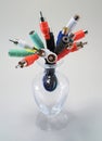Audio cables in a vase Royalty Free Stock Photo