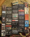 Audio cassette collection, top view