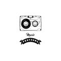 Audio Cassette icon. Audio tape. Music store shop festical logo. Vector illustration.