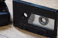 Audio cassette. Retro music medium, compact cassette tape recorder. Royalty Free Stock Photo