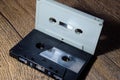 Audio cassette. Retro music medium, compact cassette tape recorder. Royalty Free Stock Photo