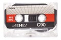 Audio cassette tape ALME MS 800 C90, isolated on white background.