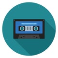 Audio cassette tape icon in flat design.