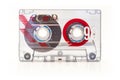 Audio cassette tape - old vintage compact audio cassette isolated on white background Royalty Free Stock Photo