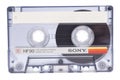 Audio cassette tape SONY HF 90,side B, isolated on white background