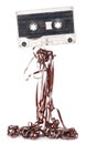 Audio cassette with tape tangle