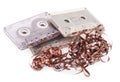 Audio cassette with tape tangle