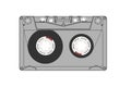 Audio cassette. Transparent cassette. Flat style white background.