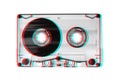 Audio cassette on white background. Glitch effect
