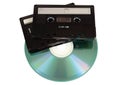 Audio cassettes with CD disk Royalty Free Stock Photo