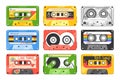 Audio Cassettes, Retro Tapes, Media Storage For Music And Sound Isolated On White Background, Illustration, Set Royalty Free Stock Photo