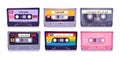 Audio cassettes, retro tapes, music media storage Royalty Free Stock Photo