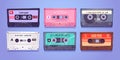 Audio cassettes, retro tapes, music media storage Royalty Free Stock Photo