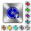 Audio CD rounded square steel buttons Royalty Free Stock Photo