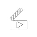 Audio clapper film movie play scene video outline icon. Signs and symbols can be used for web, logo, mobile app, UI, UX