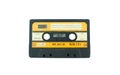 Audio compact cassette. Audio cassette on a white background, front view. analog format for audio playing and recording Royalty Free Stock Photo