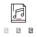 Audio, Computer, File, Mp3, Sample Bold and thin black line icon set