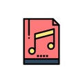 Audio, Computer, File, Mp3, Sample Flat Color Icon. Vector icon banner Template