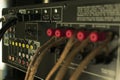 Audio connectors on the receiver of the audio system Royalty Free Stock Photo
