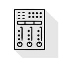 Audio console flat line icon. Sound board, audio equipment rental sign