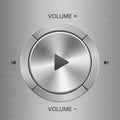 Audio control panel with buttons around main play button Royalty Free Stock Photo