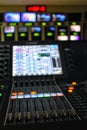 Audio controls in media control room. Royalty Free Stock Photo