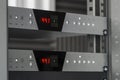 Audio converters mounted on a rack. Royalty Free Stock Photo