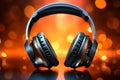 Audio delight Headphones on background, ideal for vibrant music banners Royalty Free Stock Photo