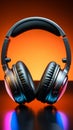 Audio delight Headphones on background, ideal for vibrant music banners Royalty Free Stock Photo