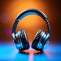 Audio delight Headphones on background, ideal for vibrant music banners Royalty Free Stock Photo