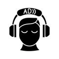 Audio description black glyph icon Royalty Free Stock Photo