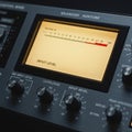 Audio equipment control panel, displaying an input level meter in decibels. The panel Royalty Free Stock Photo