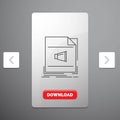 Audio, file, format, music, sound Line Icon in Carousal Pagination Slider Design & Red Download Button Royalty Free Stock Photo