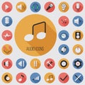 Audio flat, digital icon set