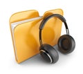 Audio folder with headphones. 3D