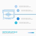 Audio, frequency, hertz, sequence, wave Infographics Template for Website and Presentation. Line Blue icon infographic style