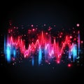 Audio frequency wave, neon Radio pulse curve design