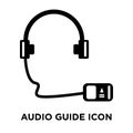 Audio guide icon vector isolated on white background, logo concept of Audio guide sign on transparent background, black filled