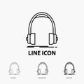 Audio, headphone, headphones, monitor, studio Icon in Thin, Regular and Bold Line Style. Vector illustration