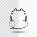 Audio, headphone, headphones, monitor, studio Line Icon on Transparent Background. Black Icon Vector Illustration Royalty Free Stock Photo