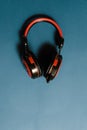 Audio headphones with audio spectrum concept, podcast, music