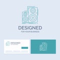 Audio, hifi, monitor, speaker, studio Business Logo Line Icon Symbol for your business. Turquoise Business Cards with Brand logo