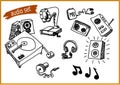 Audio icon set - from 1800s to modern day