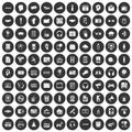 100 audio icons set black circle Royalty Free Stock Photo