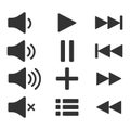 Audio icons. Sound buttons. Play button. Pause sign. Symbol for web or app. Royalty Free Stock Photo