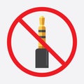 Audio jack 3.5mm in ban sign. Royalty Free Stock Photo