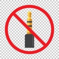 Audio jack 3.5mm in ban sign. Royalty Free Stock Photo
