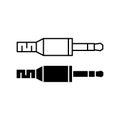 Audio jack 3.5 mm. Set of black mini jack plug icons. Vector illustration Royalty Free Stock Photo