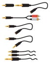 Audio jacks plug 3.5mm and 6.5mm Royalty Free Stock Photo